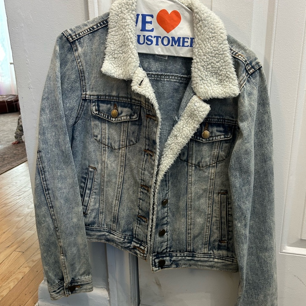 Denim Sherpa-Lined Jacket